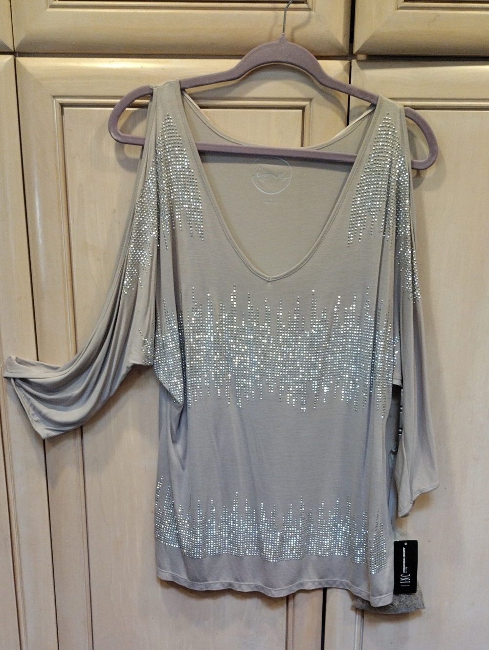 INC Cold Should Embellished Top Sand Color NWT